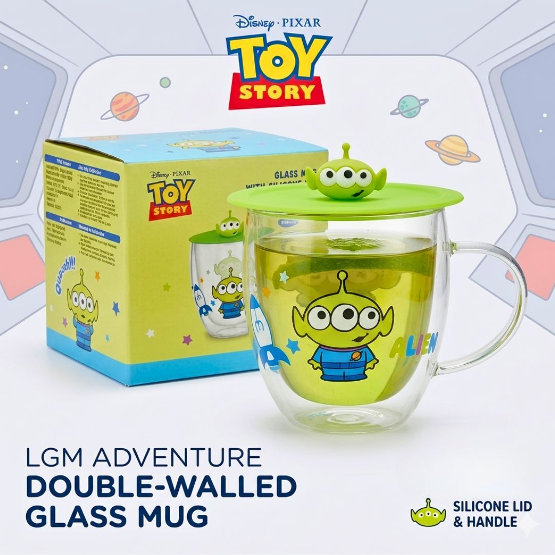 反斗奇兵 - 雙層玻璃杯連硅膠蓋(三眼仔)