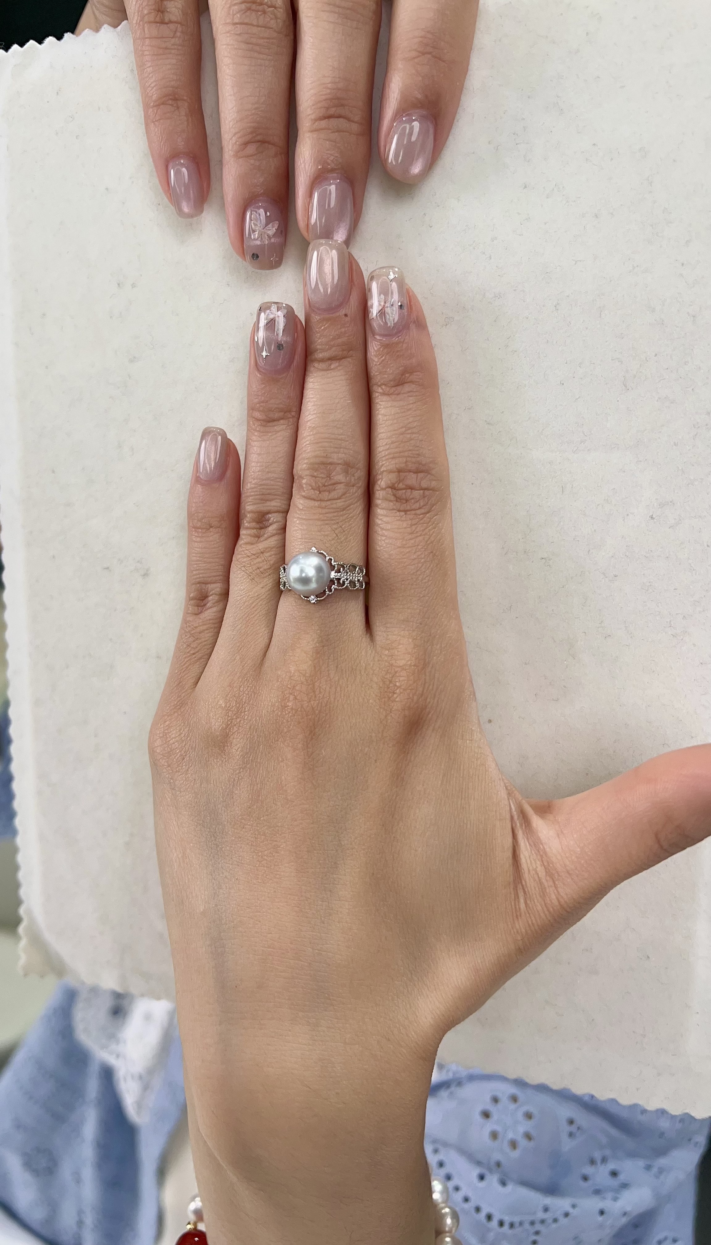 E46 "海水真多麻珍珠宮廷風戒指 (HSJZ010SE-569)" $488