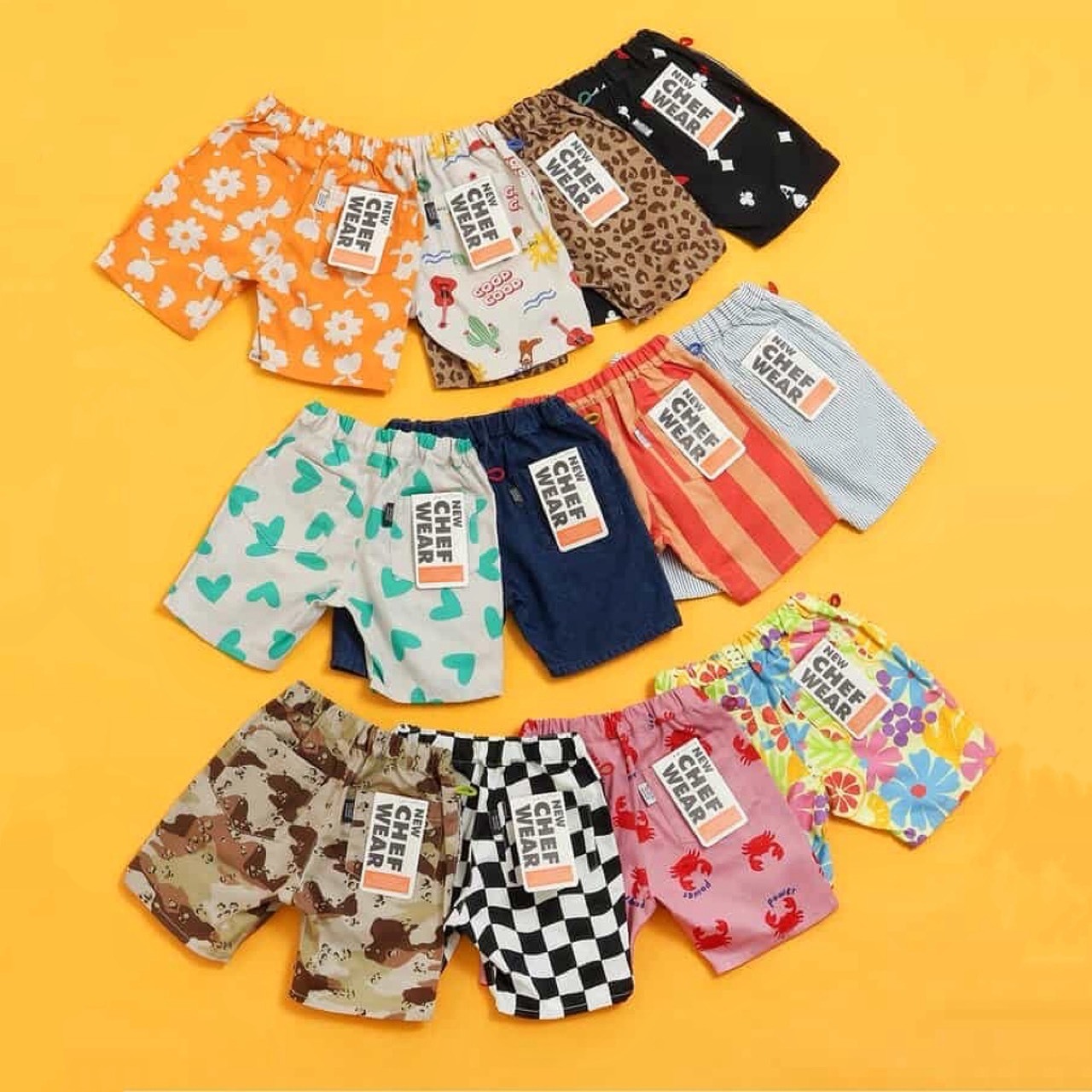 日本 90-140 12款主廚印花短褲