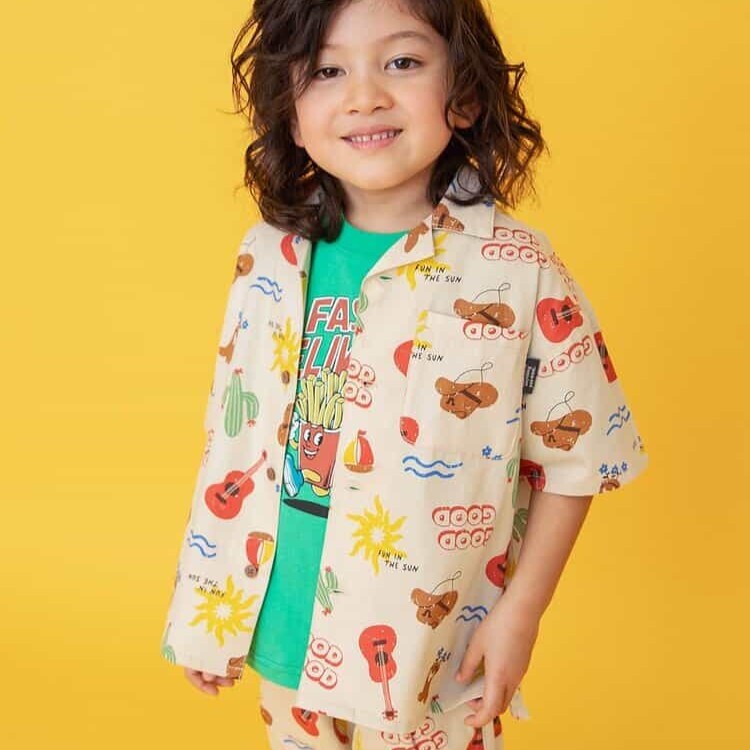 日本 90-140 主廚印花襯衫 4色