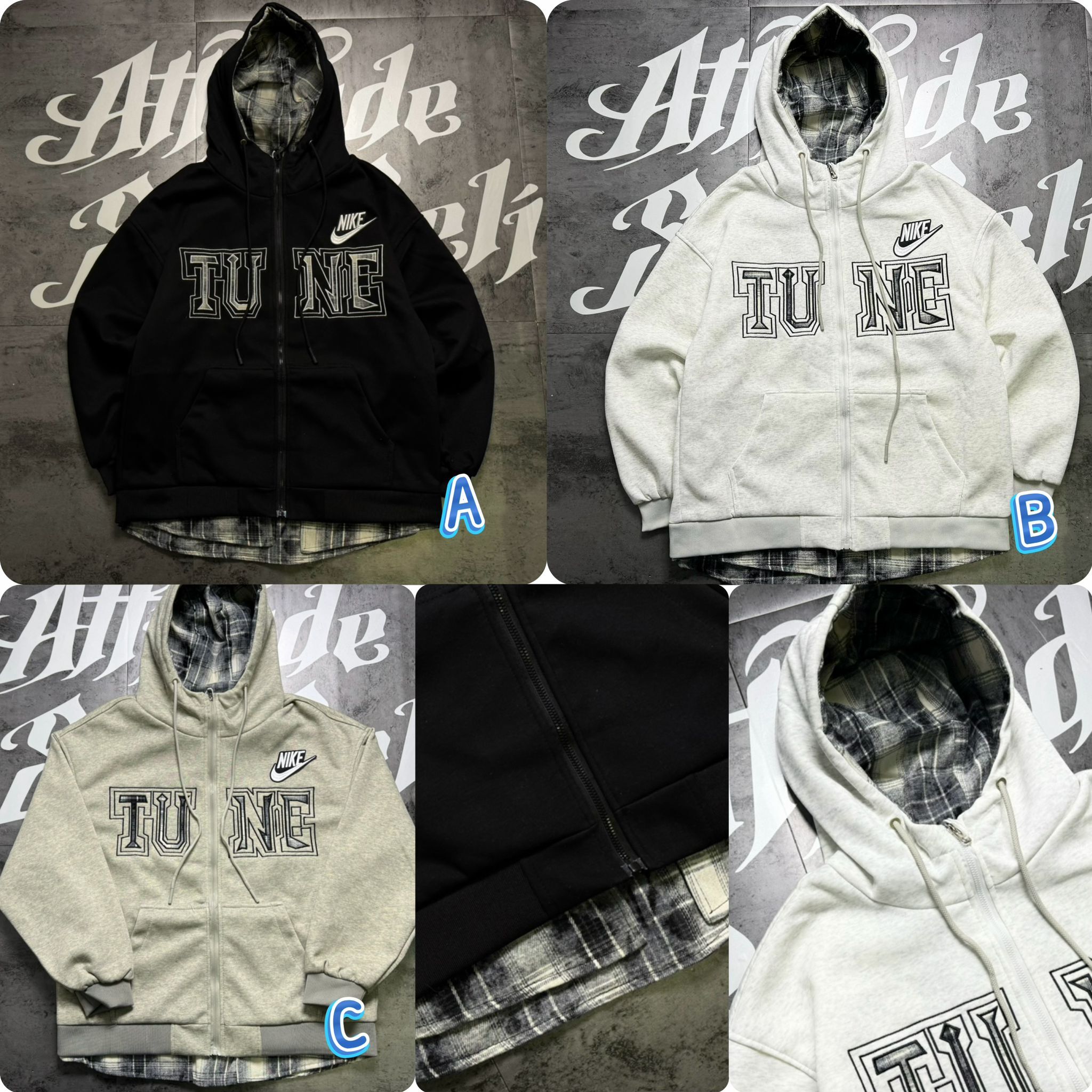 Nik*e 假兩件連帽拉鏈開胸外套 -2600137