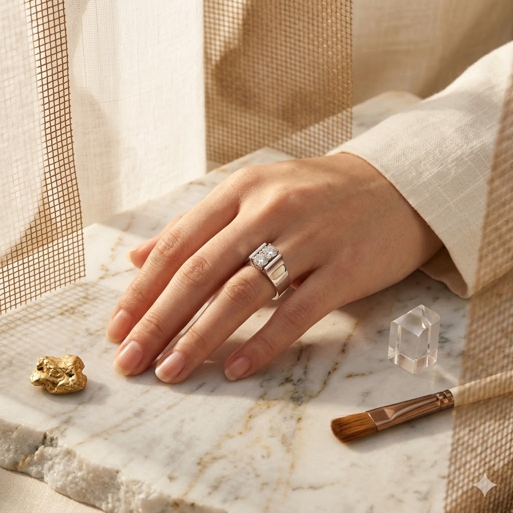 全新14K白金52份鑽石戒指