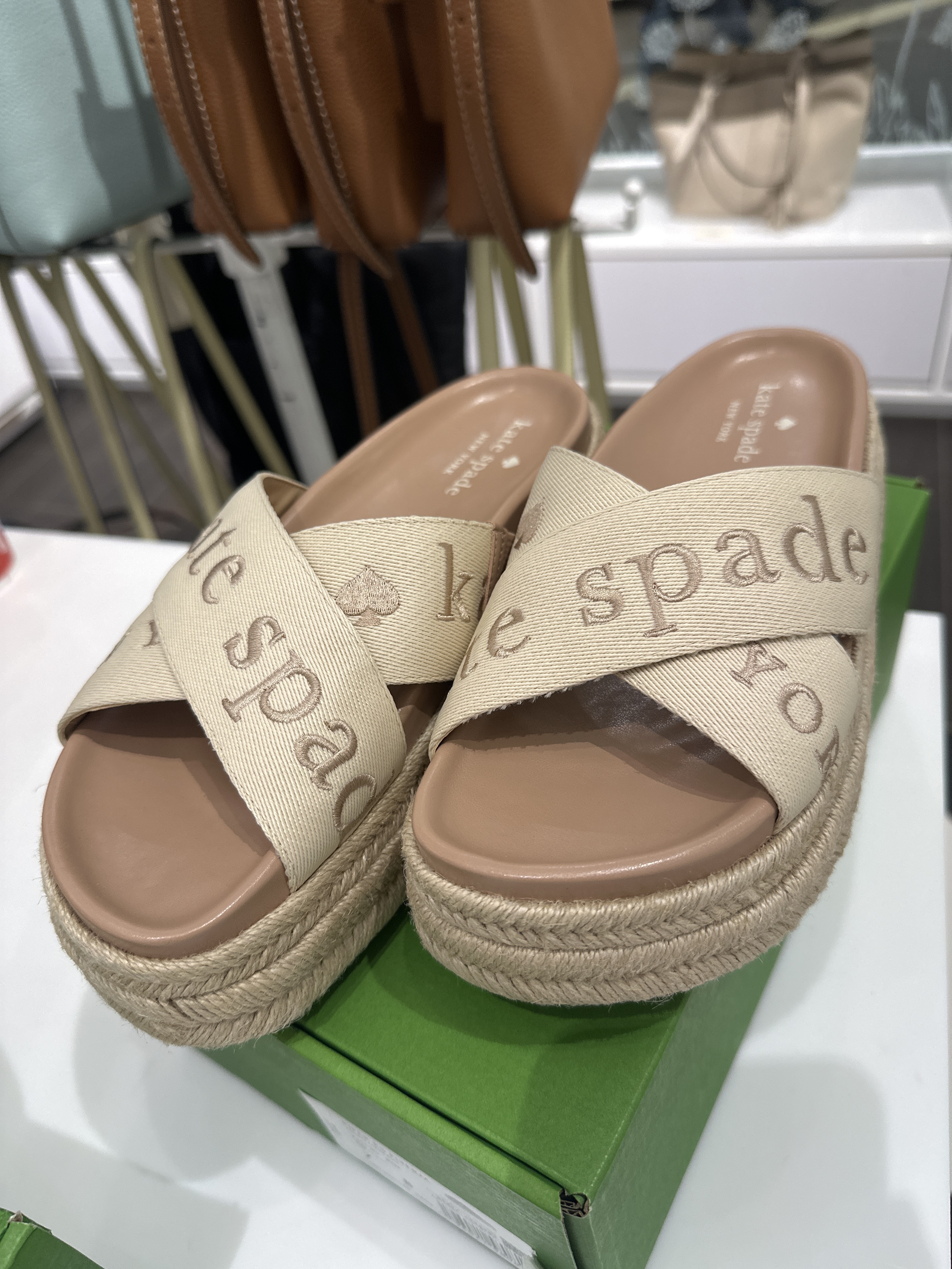 RQ118 KS 米白色草織厚底拖鞋  Piper Flatform Espadrilles