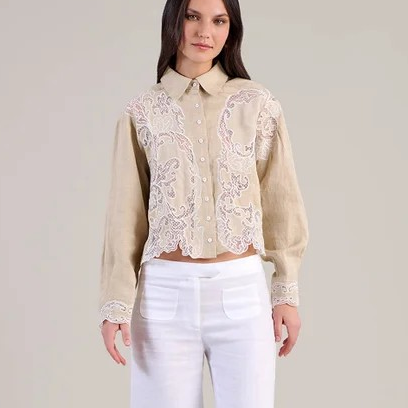 1AF0323-150 [ANNE FONTAINE] Eileen Shirt Sand #P25F370205 (EU)