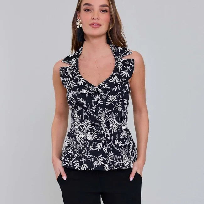 1AF0323-131 [ANNE FONTAINE] Vest Josee Black/White #P26F00900 (EU)
