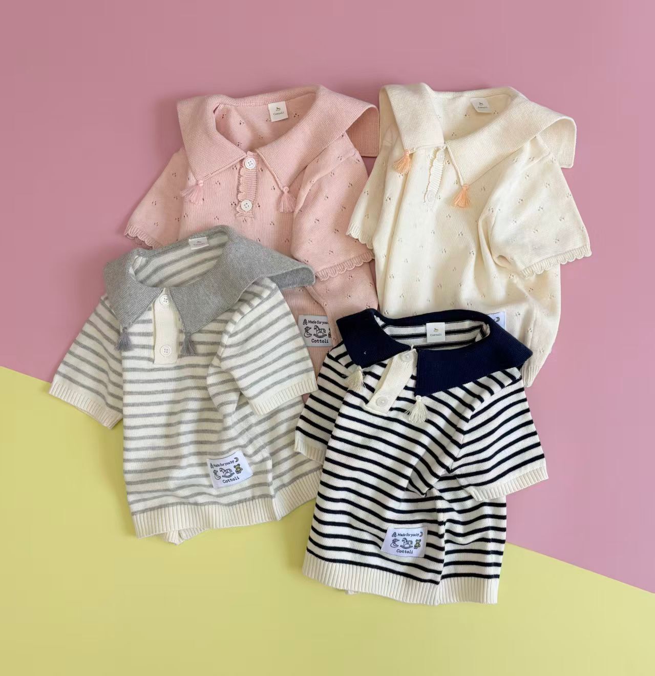 日單 26新款Cottoli海軍領流蘇短袖