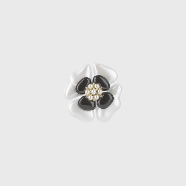 1AF0323-149 [ANNE FONTAINE] Hortense Brooch Black/White #H25A03500 (EU)