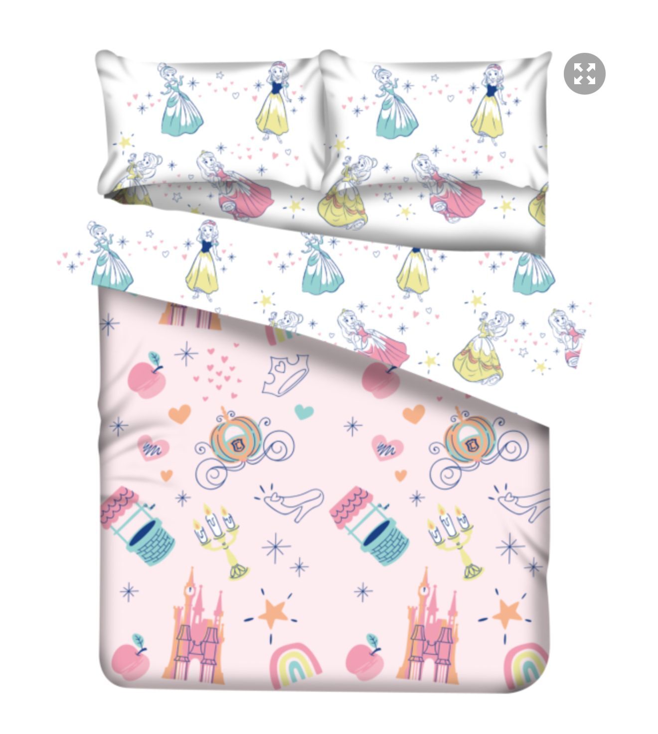 迪士尼公主  床品3件套 -單人 床笠+被袋+枕袋