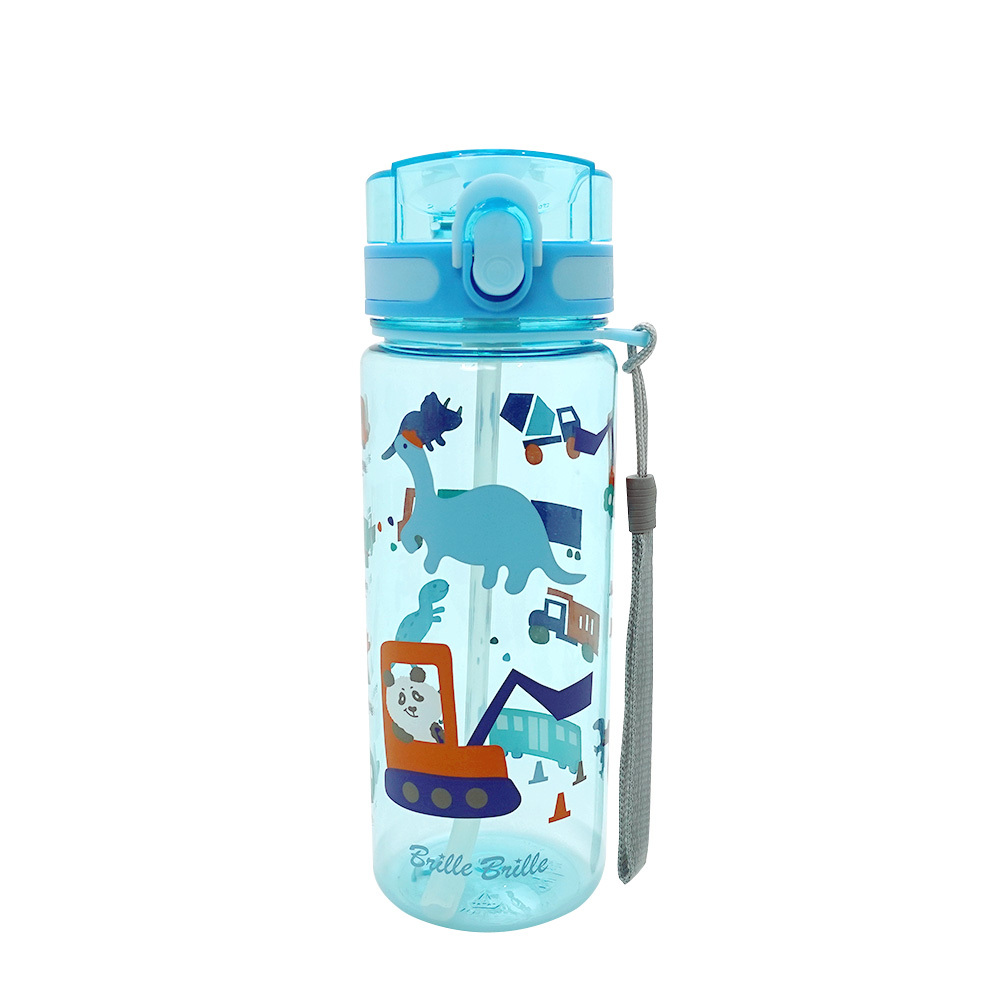 台灣製 Brille Brille 兒童吸管水壺｜600ml｜彈蓋設計＋可拆式吸管｜保羅的異想世界（藍）
