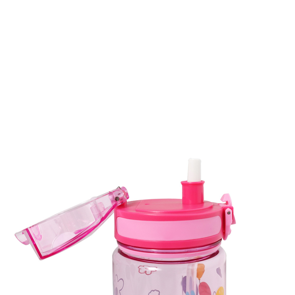 台灣製 Brille Brille 兒童吸管水壺｜600ml｜彈蓋設計＋可拆式吸管｜咘哩氣球 (粉)