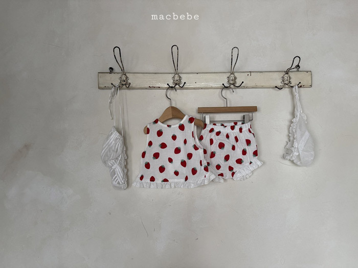 正韓夏mac 涼爽草莓背心套裝