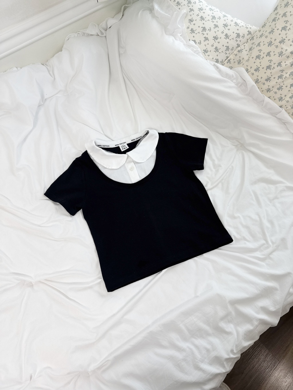 正韓夏SM2 兩色假兩件有禮貌上衣