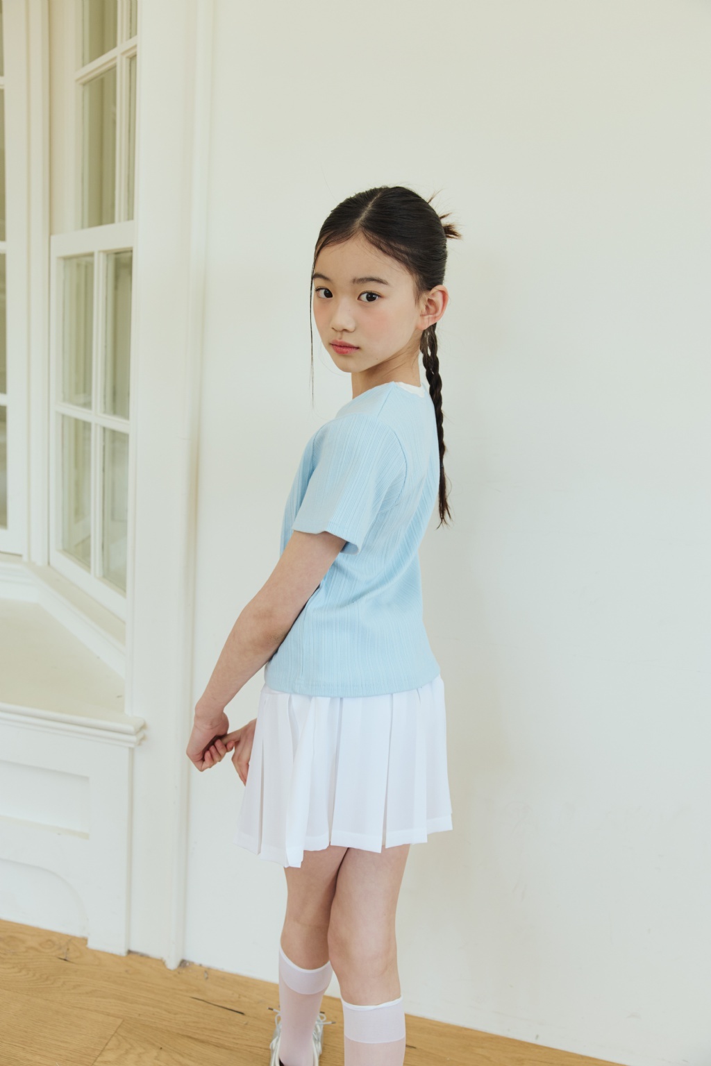 正韓夏SM2 兩色直條小標短袖上衣