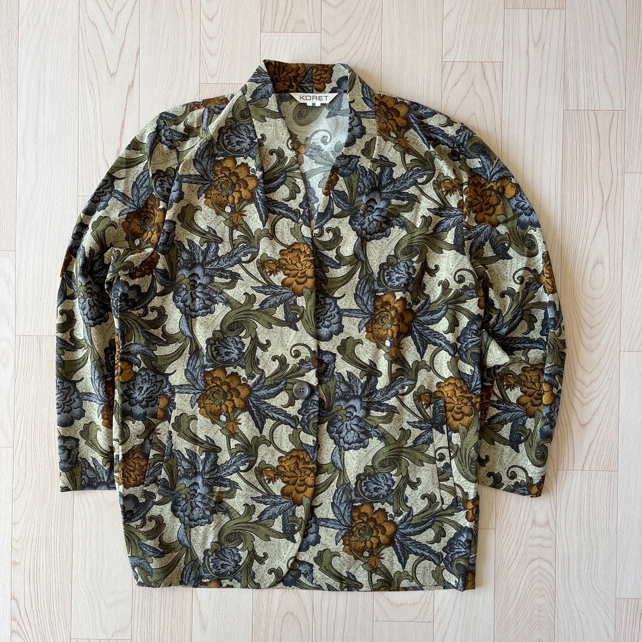 KORET墨綠色大花古著長袖外套