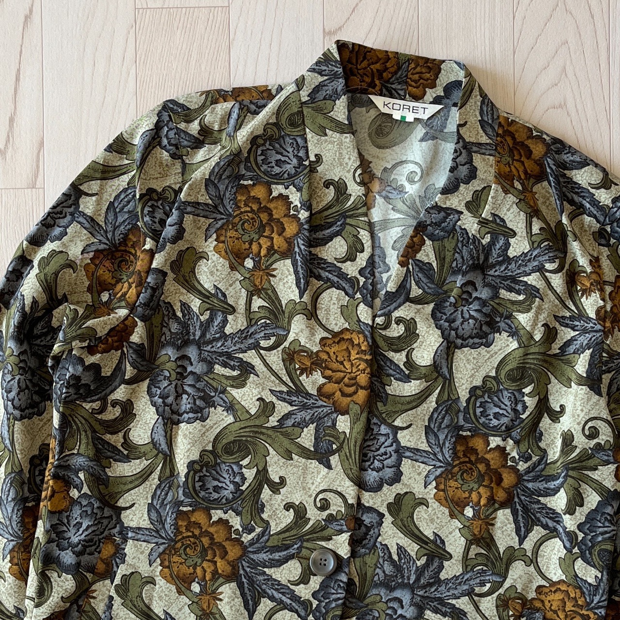 KORET墨綠色大花古著長袖外套