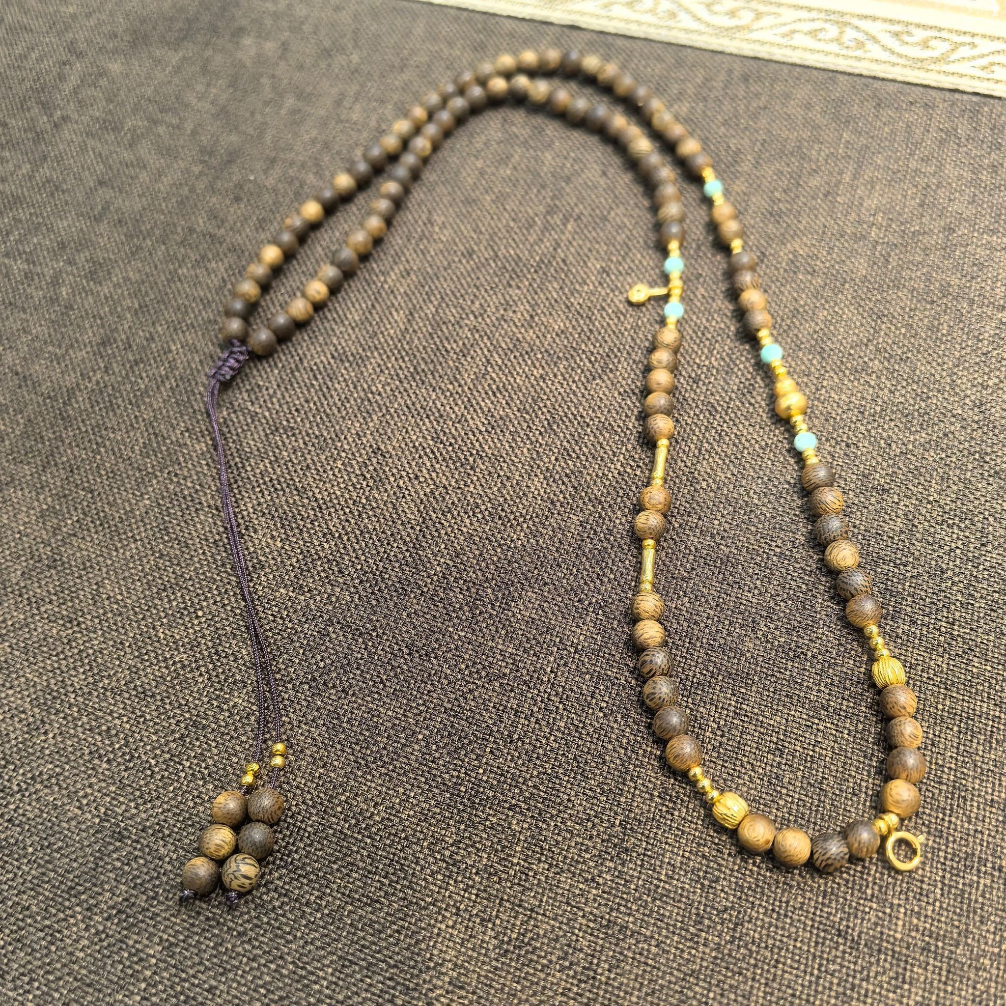 (N1) DIY綠松銀葫蘆長鏈4+ (白奇楠）- #沉香 #2303CX