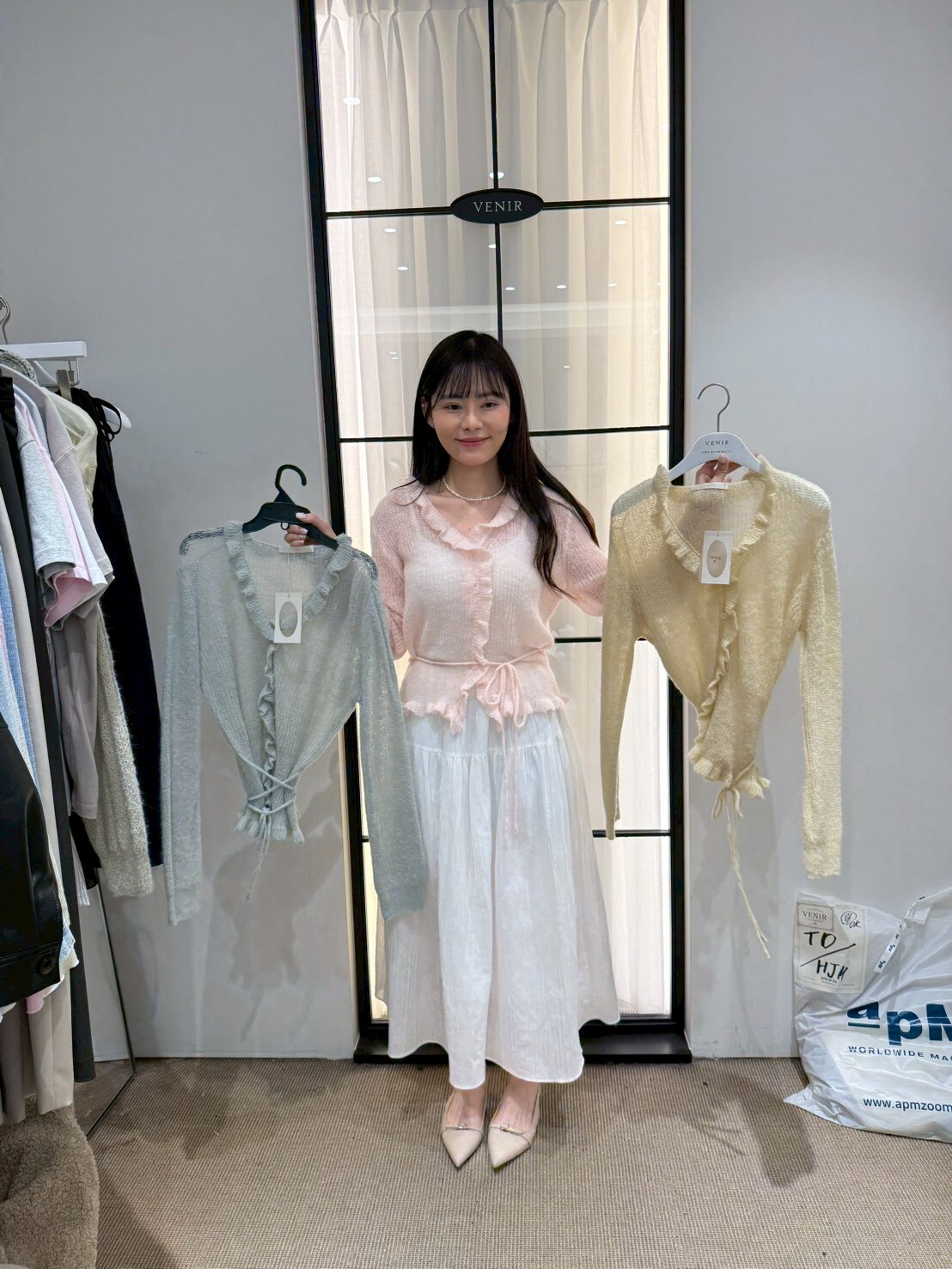 VR6014 春日V領荷葉邊綁帶開衫