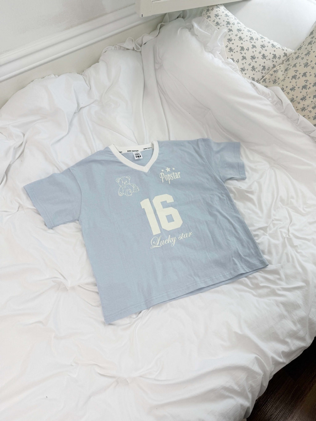 正韓夏SM2 兩色數字星星短袖上衣