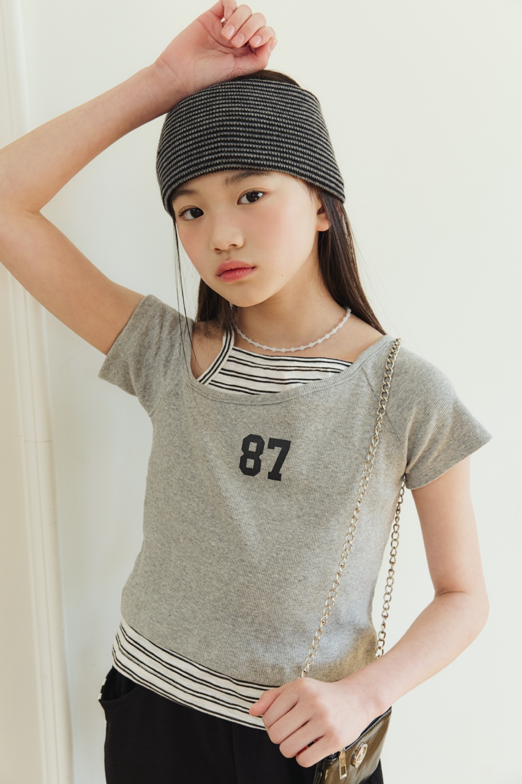 正韓夏SM2 兩色假兩件側吊帶數字上衣