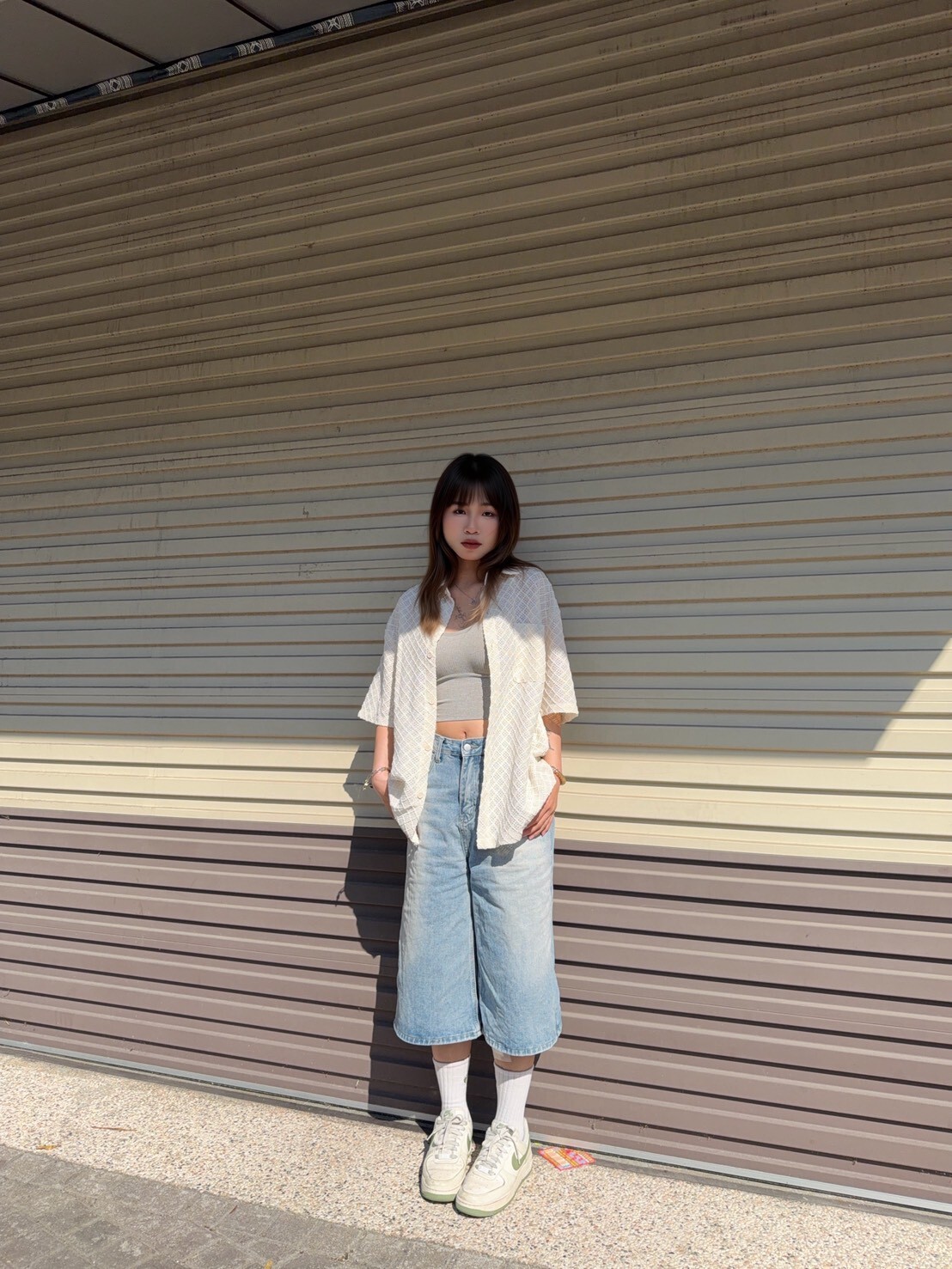 老錢風 菱格紋肌理感襯衫