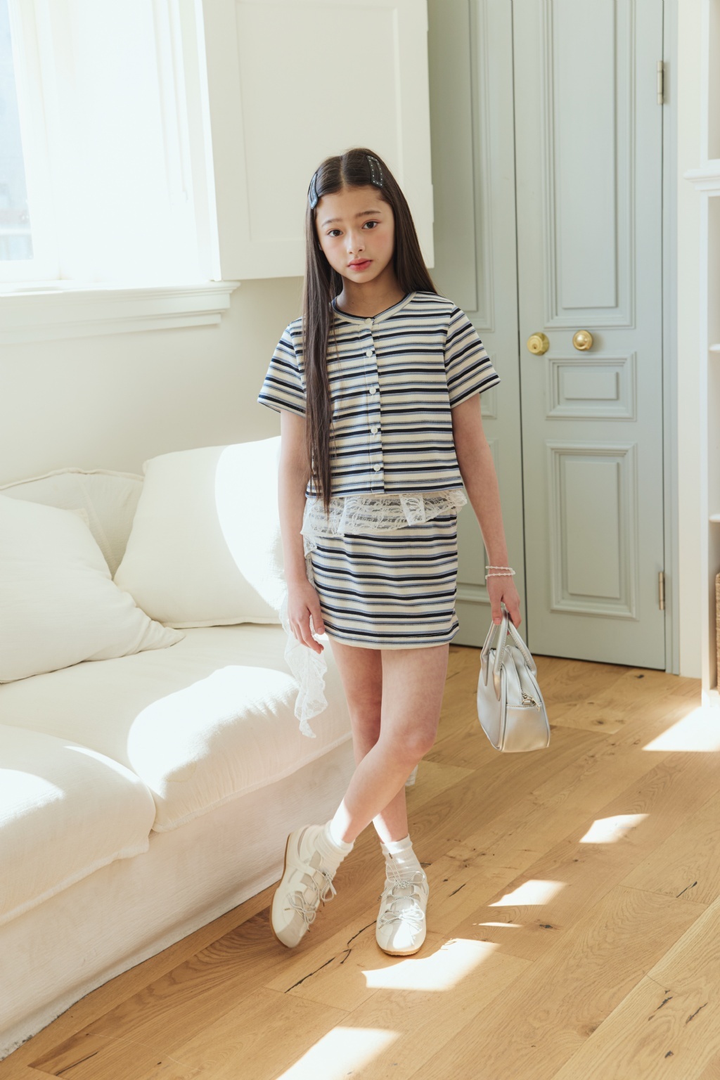 正韓夏SM2 條紋短裙套裝