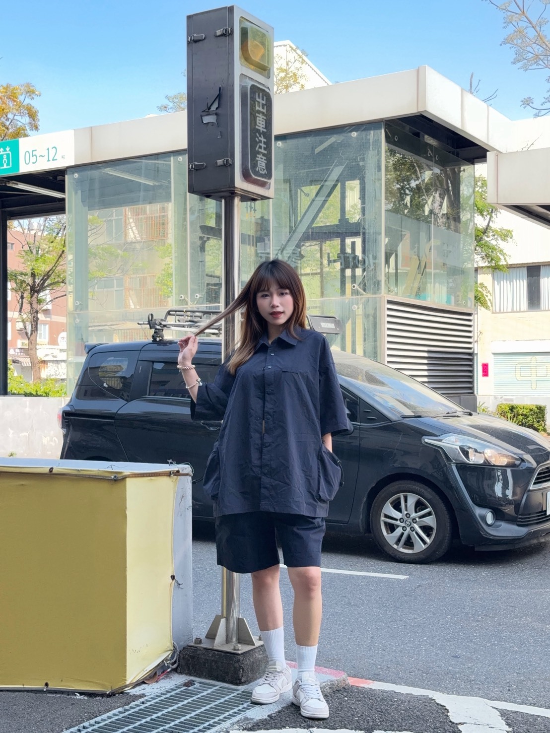 日系復古大口袋工裝襯衫套裝