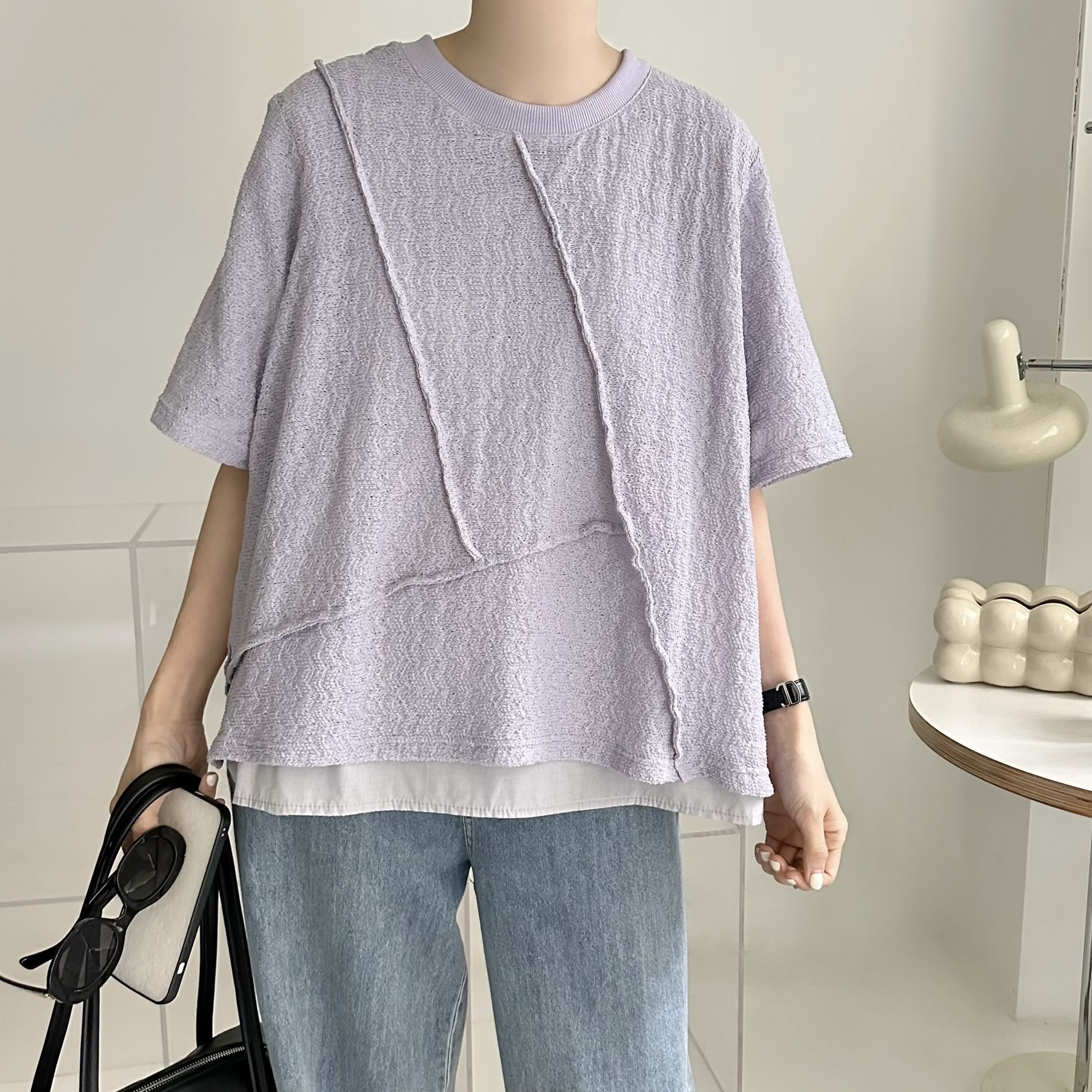 【BONNIE】線料網網兩層設計短袖TOP (A60-A63)