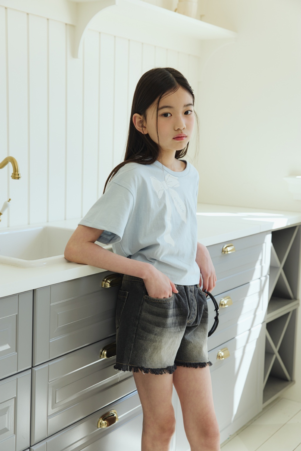 正韓夏SM2 復古刷舊鬚鬚短褲