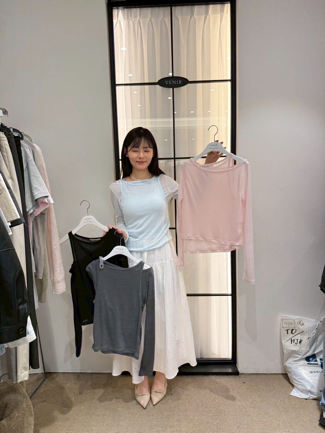 VR6015 薄紗長袖背心上衣套裝