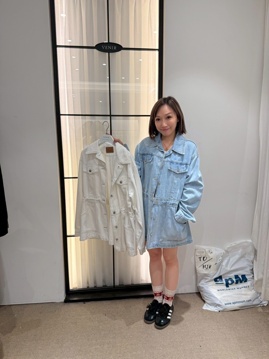 VR6041 明車線束腰牛仔外套