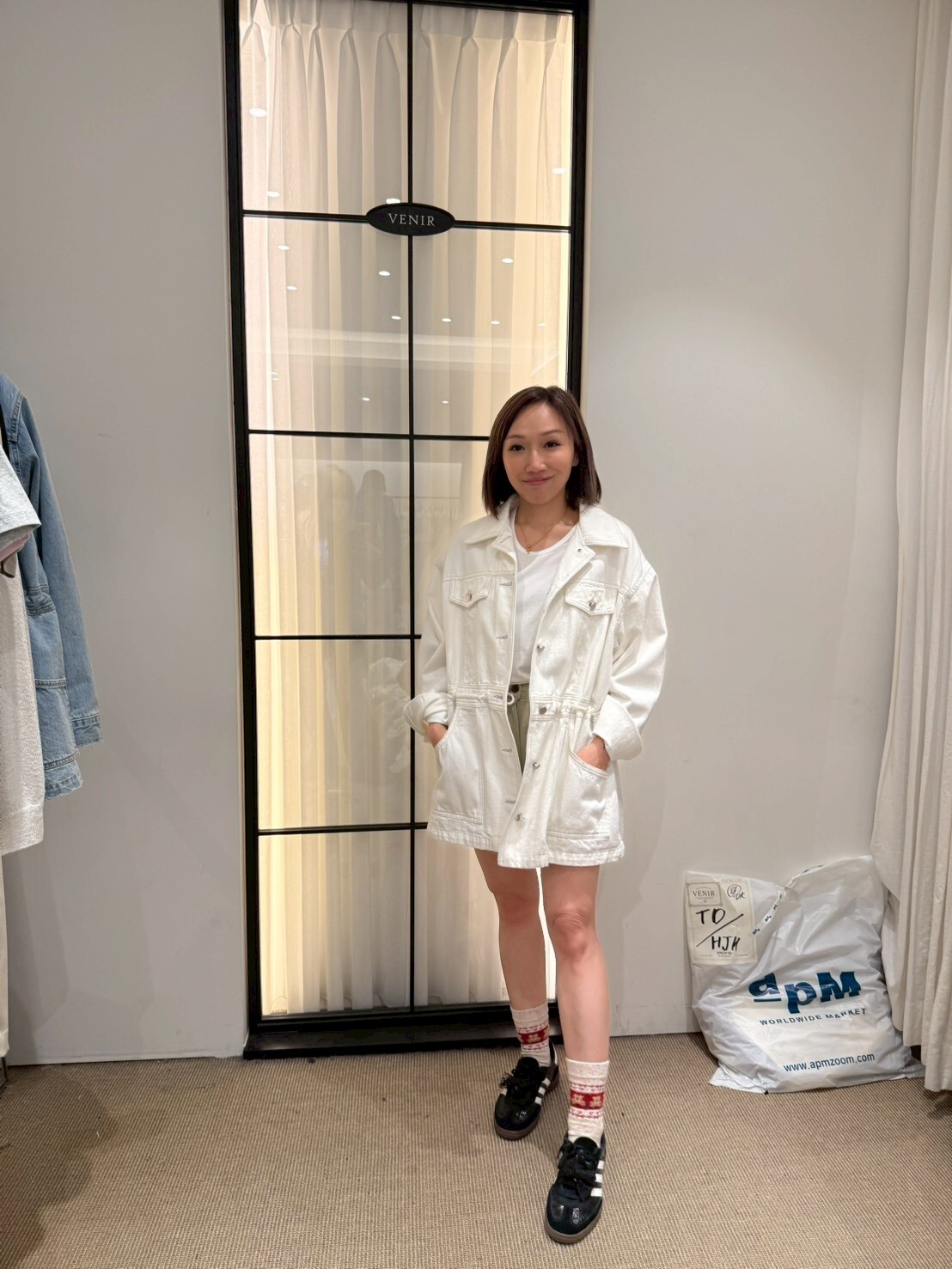 VR6041 明車線束腰牛仔外套