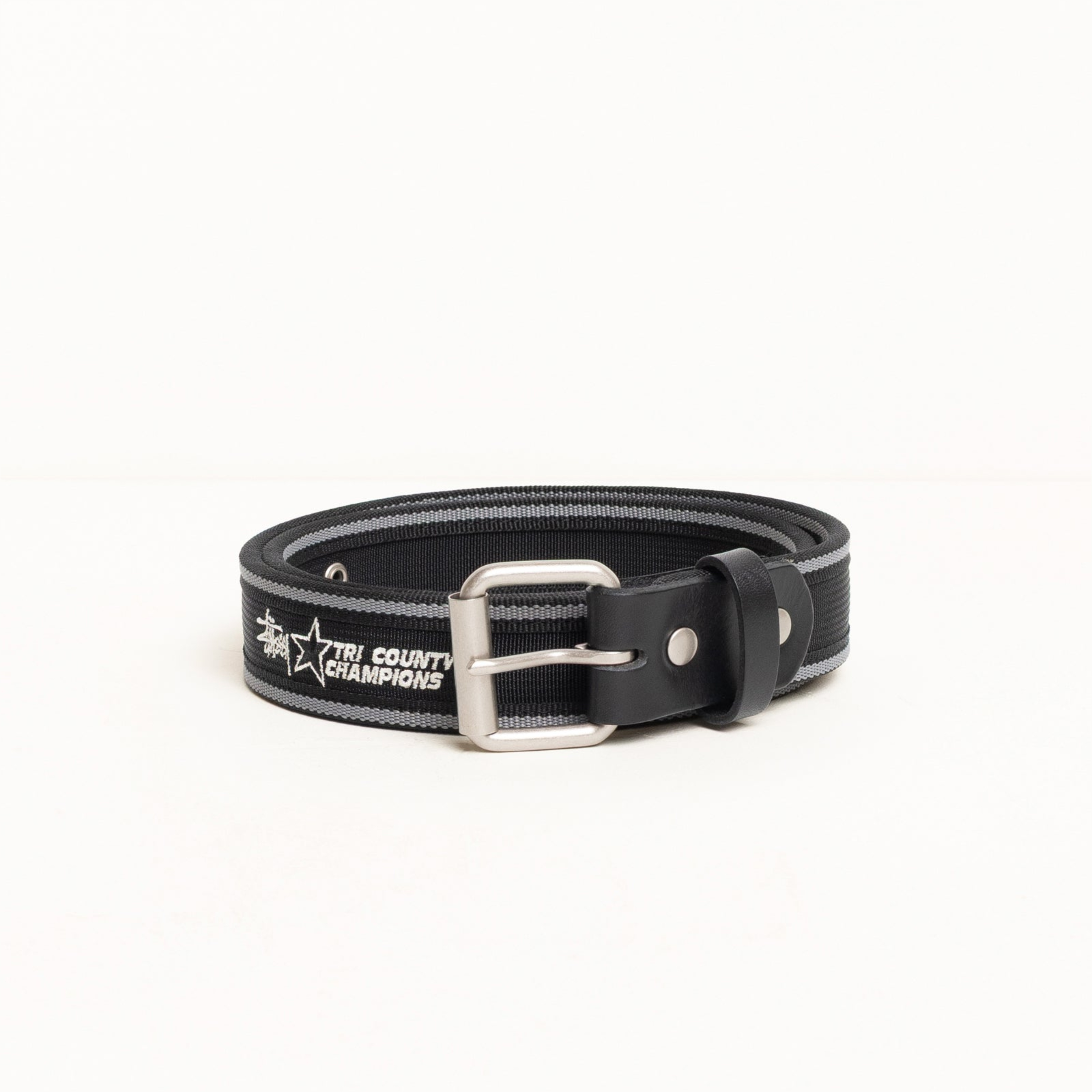 2026SS STUSSY TRI COUNTY WEBBING BELT 星星 字體 帆布 皮革 皮帶 現貨 135206