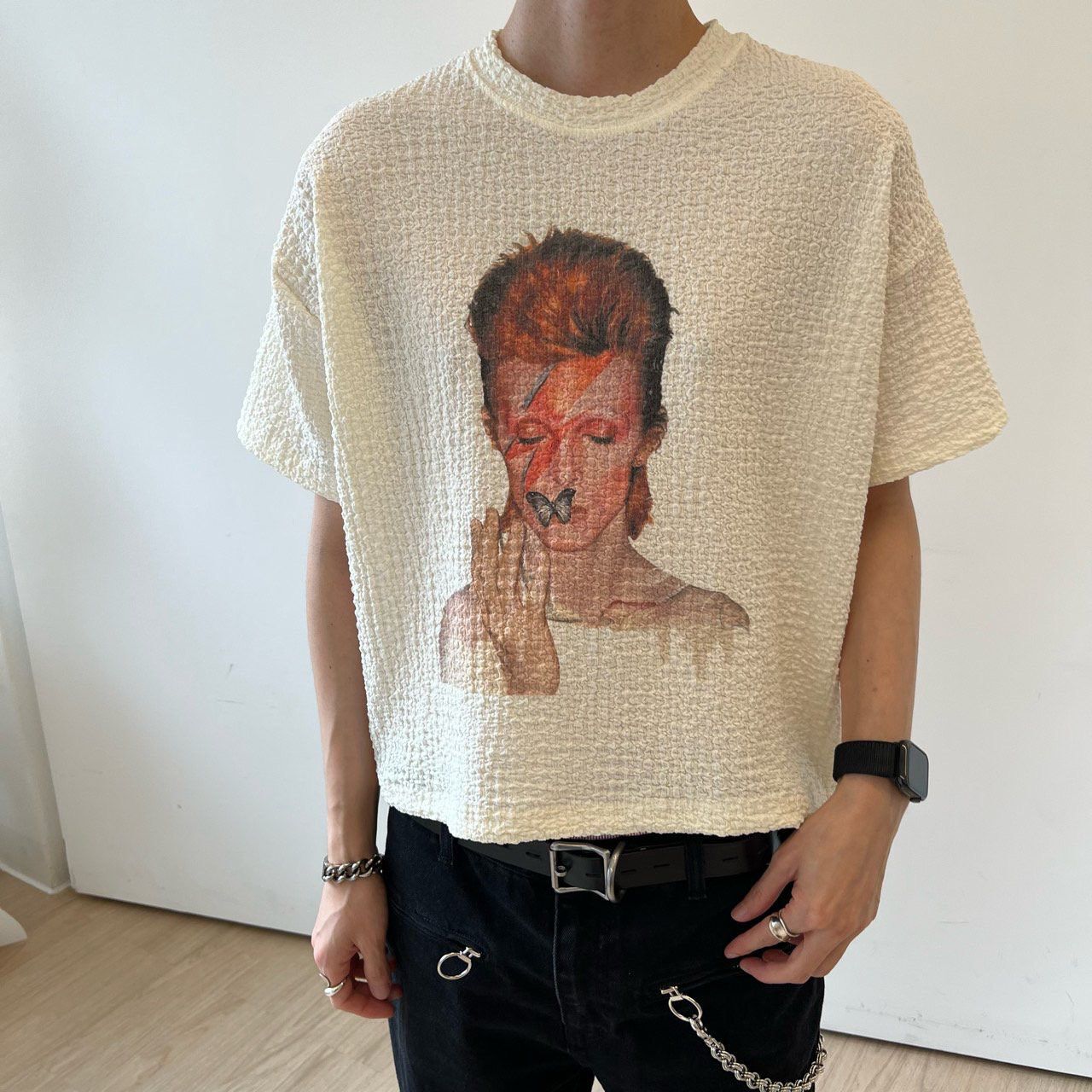 暗紋英文字圖案Boxy短袖Tee EDEN-035T