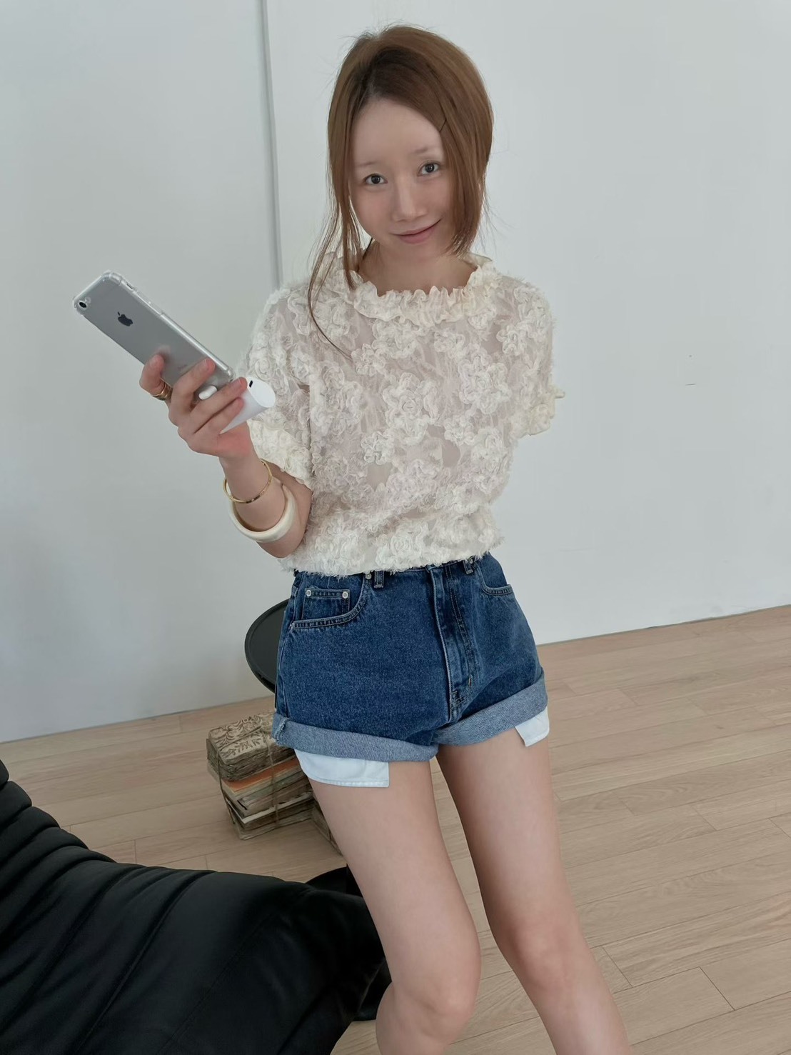 蕾絲花短袖上衣