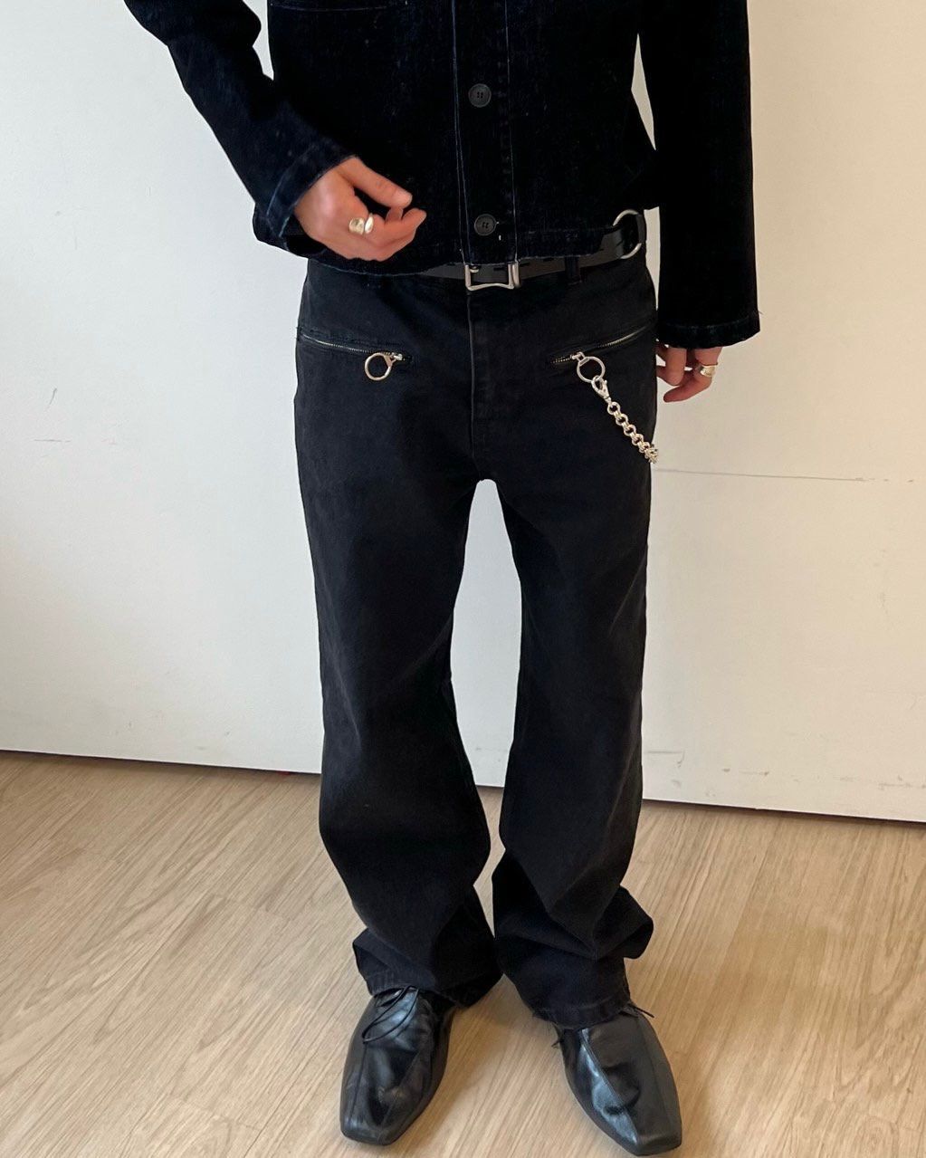 拉鍊袋鬆身牛仔褲 EDEN-038P