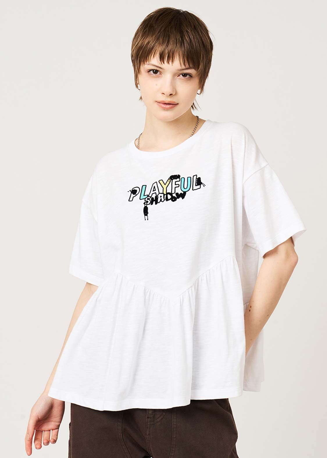 日本預訂 graniph GH Beautiful Shadow Playful Paint | Frill T-Shirt
