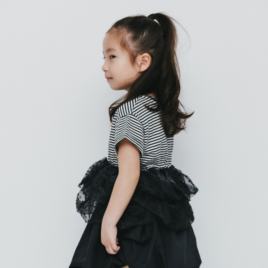 日本 90-150 b.+A造型師波點拼紗上衣 3色