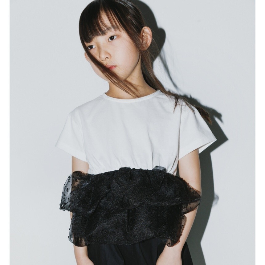 日本 90-150 b.+A造型師波點拼紗上衣 3色