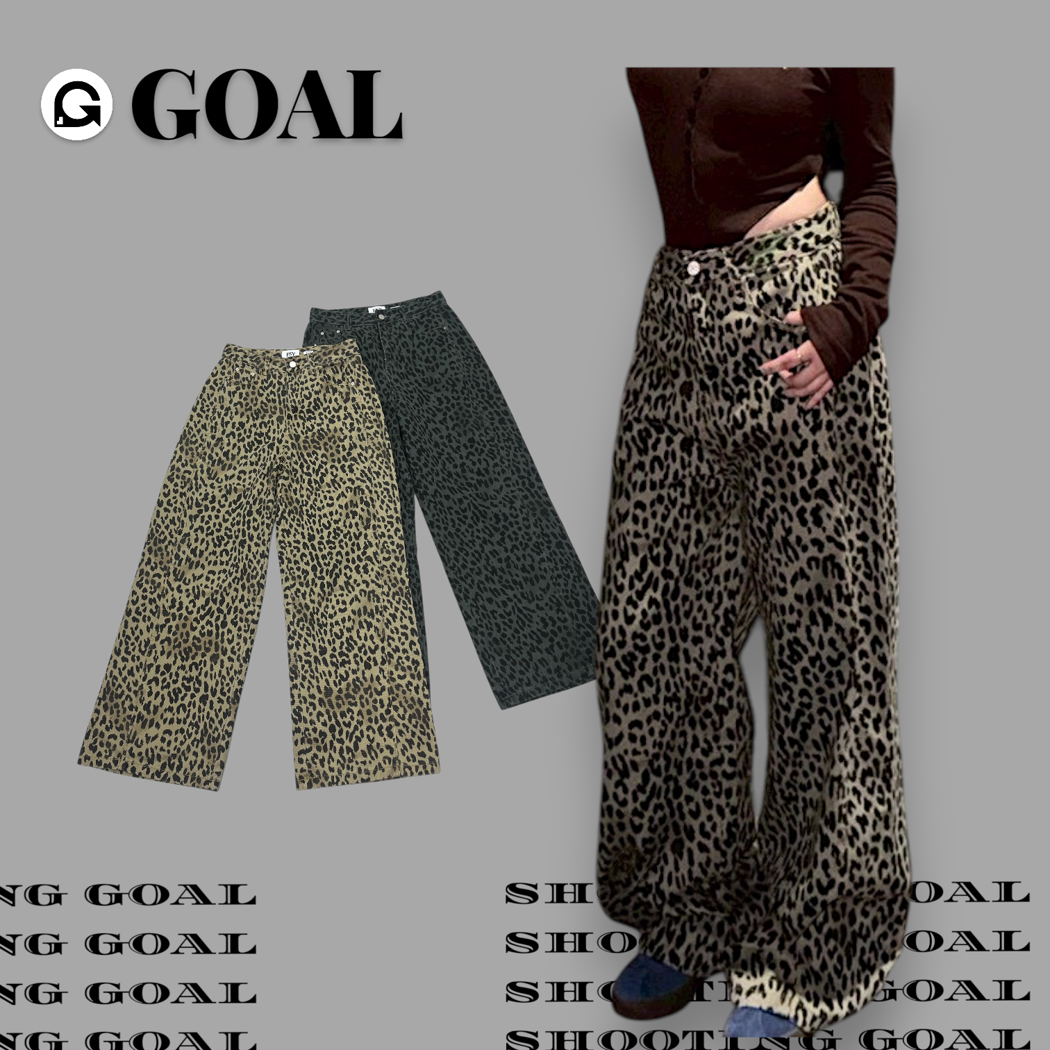 (GOAL)韓版 復古豹紋落地褲 FSY61881