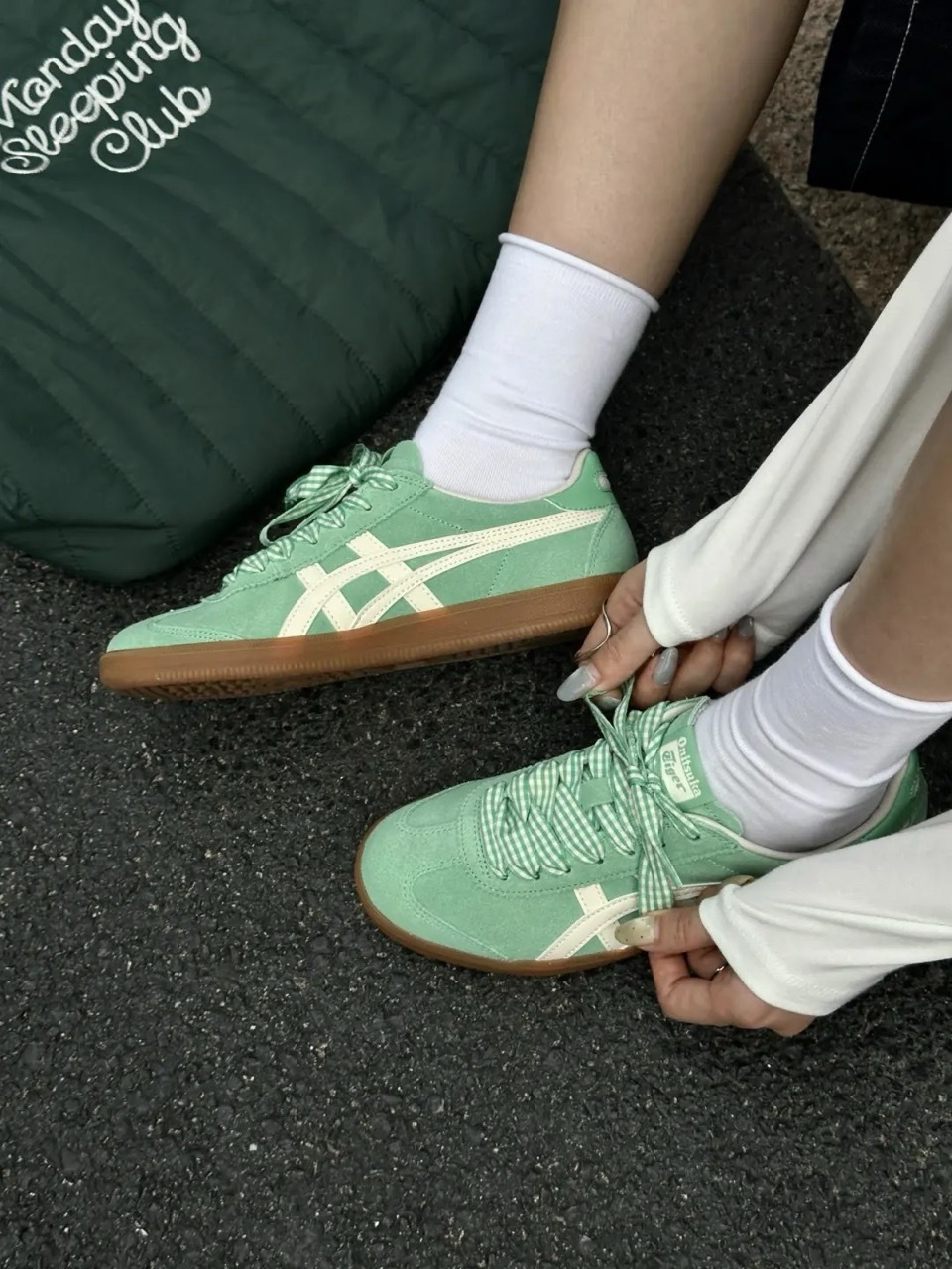Onitsuka Tiger Tokuten 鬼塚虎 德訓鞋 薄荷汽水 奶油白 湖水綠 焦糖底 格紋 男女鞋 1183C562-301 / 預購