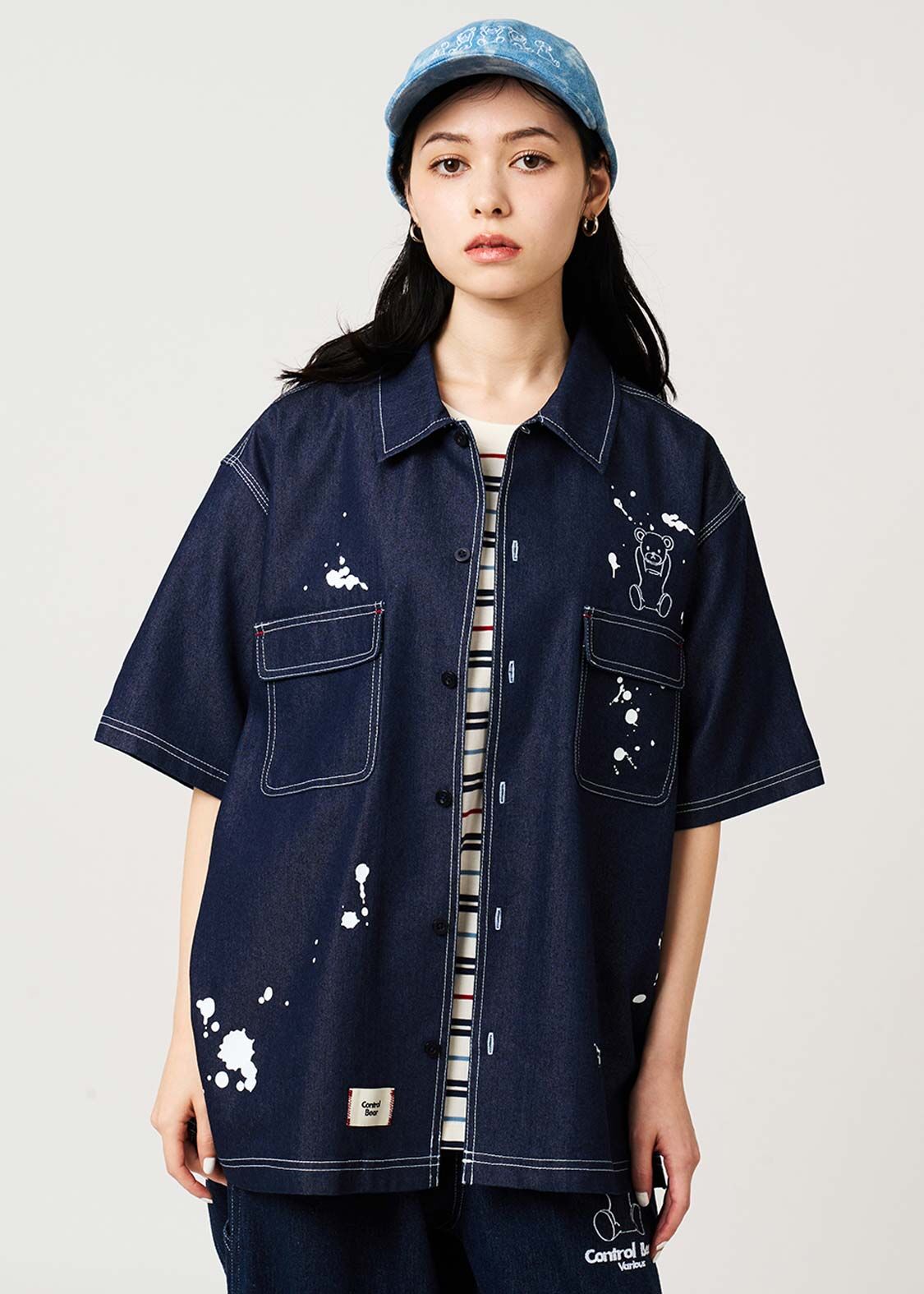 日本預訂 graniph GH Control Bear | Big Silhouette Denim Shirt