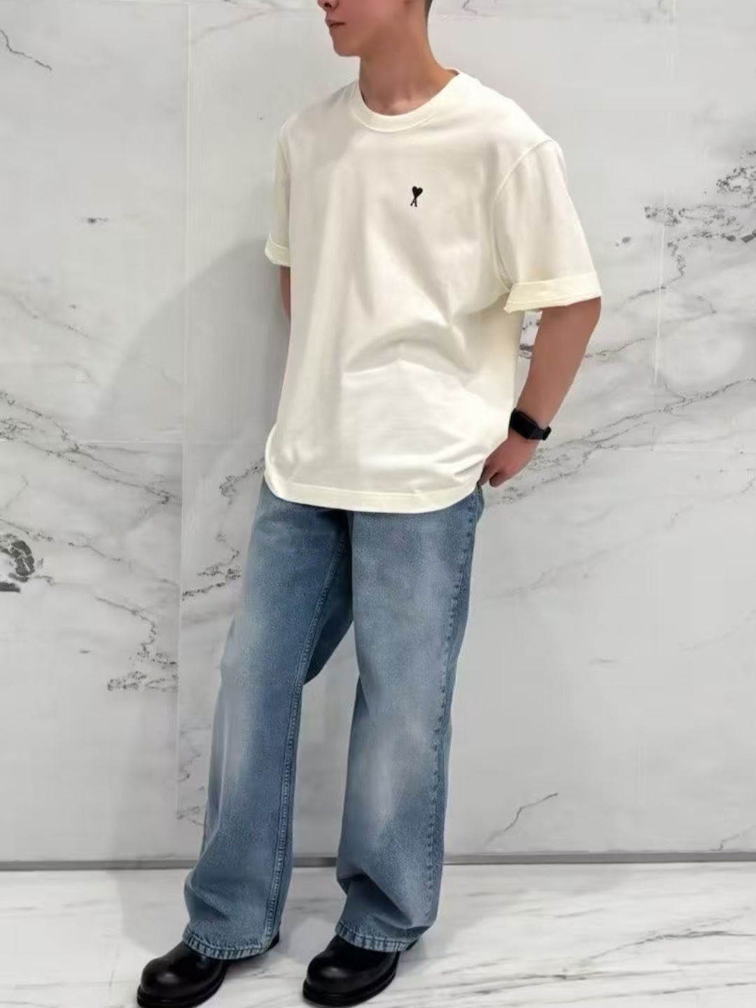 AMI 小愛心 併 背後Logo Tee