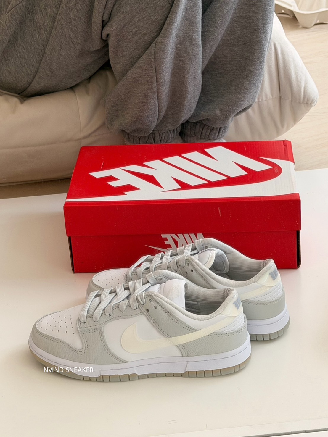 <快速出貨> Nike Dunk Low 奶油淺灰 白珍珠 雷射勾勾