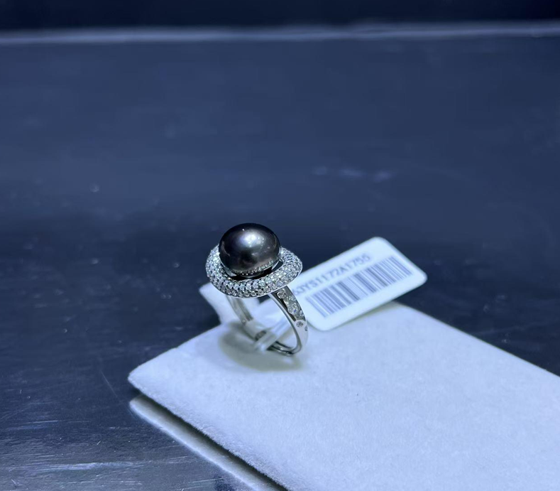 F12 海水大溪地珍珠戒指 (63YS1172A1755) 10-11mm黑色 S925銀 $2688