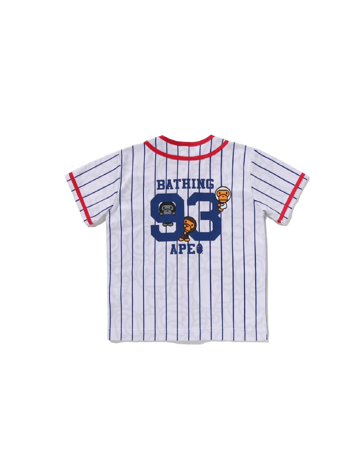 -(B3a03)-A BATHING APE BABY MILO KIDS ALL STRIPE MILO BASEBALL SHIRT 條紋 棒球衫 V領 兒童 白色-2M30332003