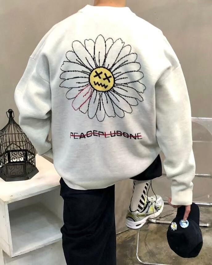 花花圖案英文字開胸針織外套 VAMPIRE-010JK