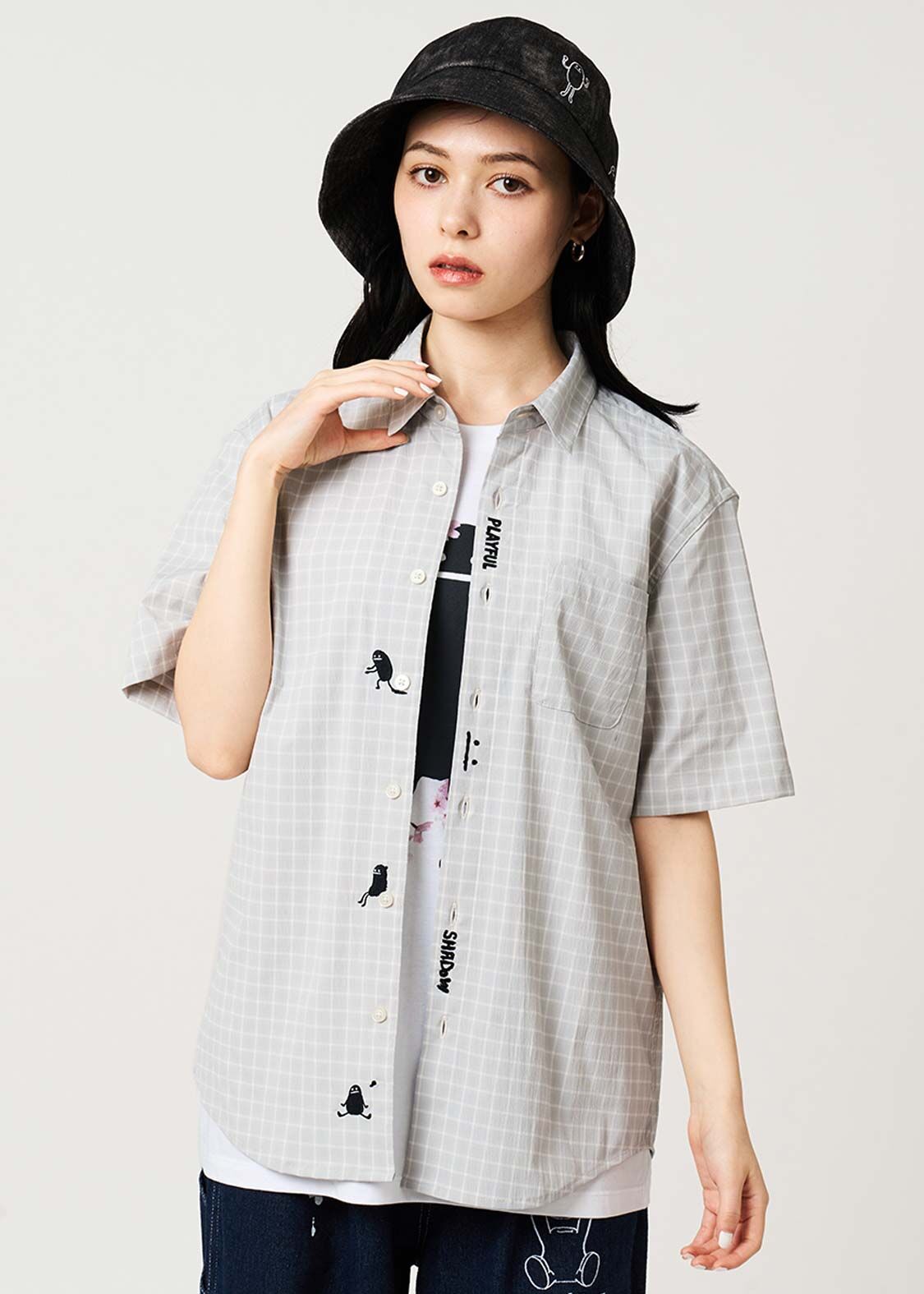 日本預訂 graniph GH Beautiful Shadow Playful Paint | Check Short-Sleeve Shirt(吸水速乾)