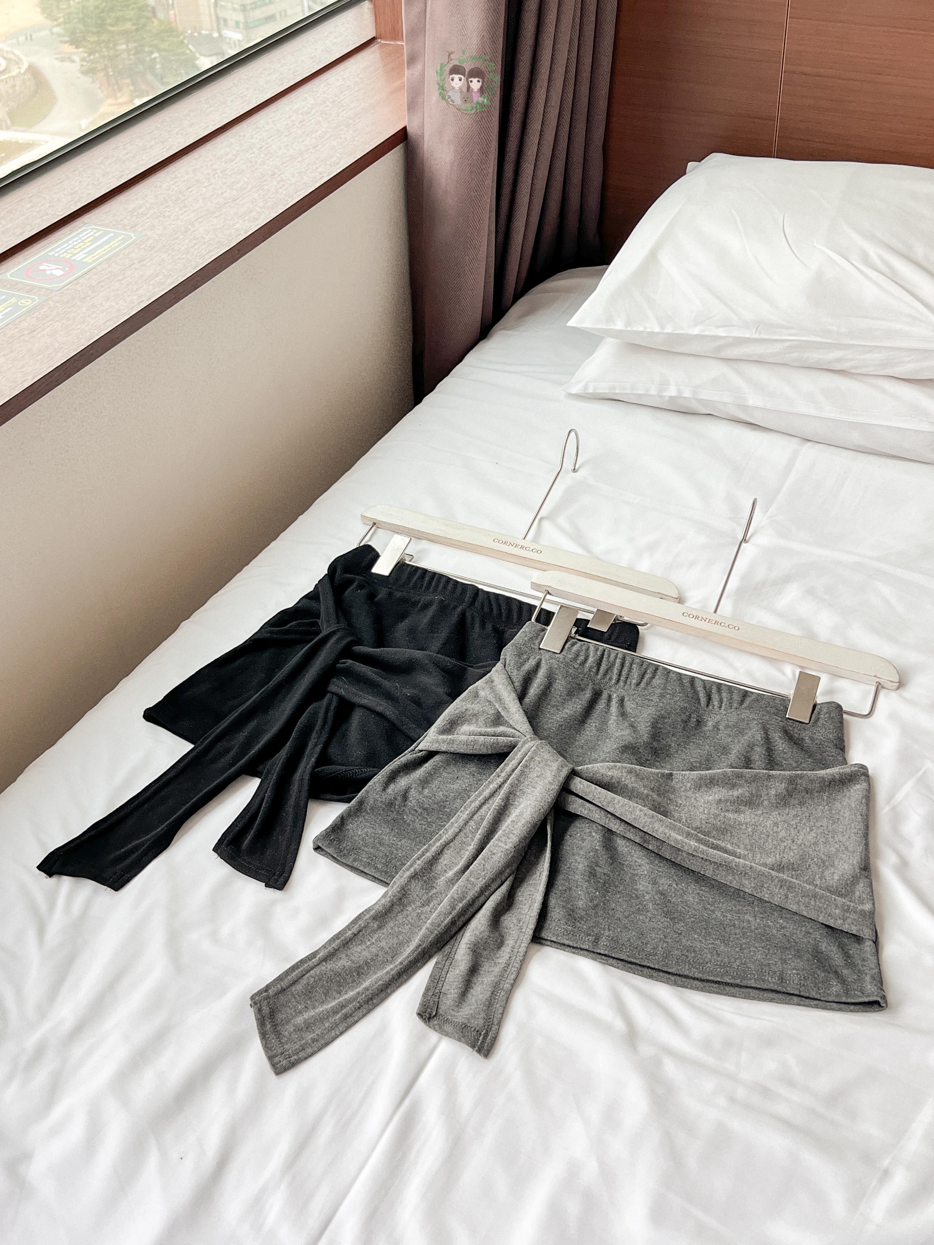 棉質有打底綁結短裙〈🇰🇷DAY 3〉