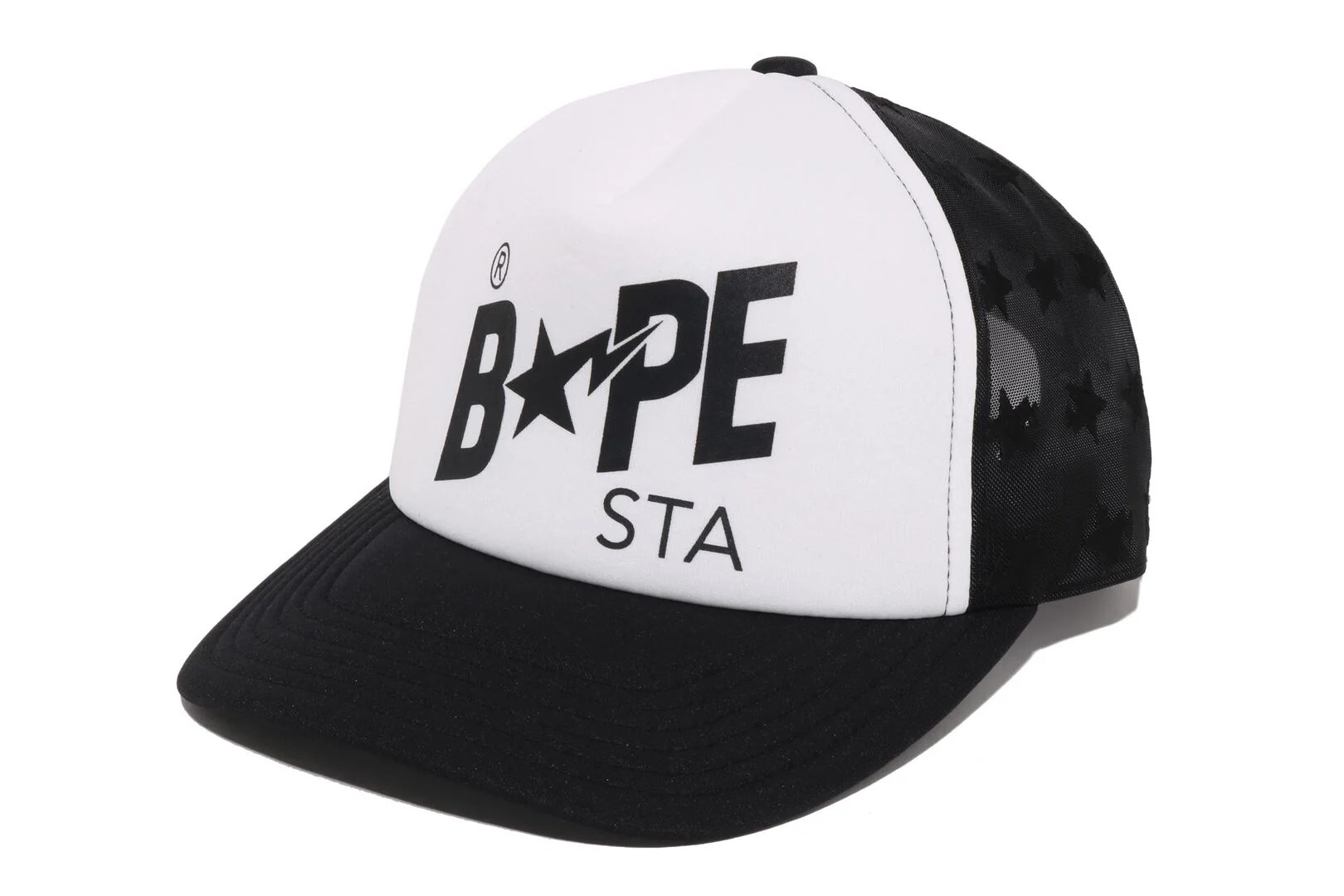 -(B05)-A BATHING APE BAPE STA MESH CAP 網帽 流星 黑/藍-1M30180004
