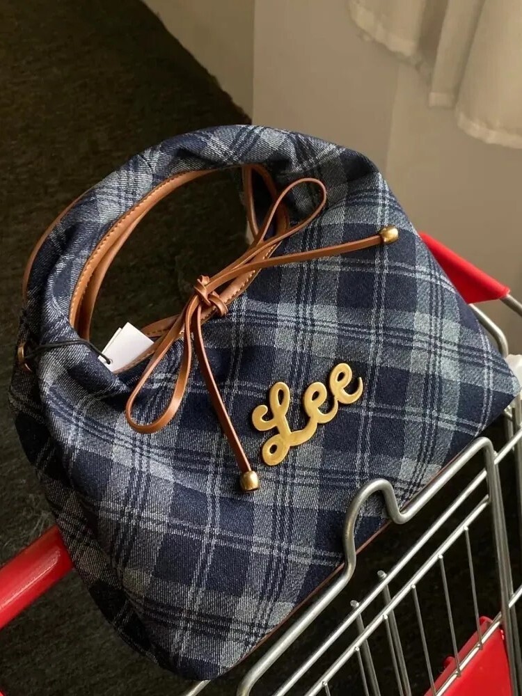 LEE 復古菱格紋便當包 英倫深藍